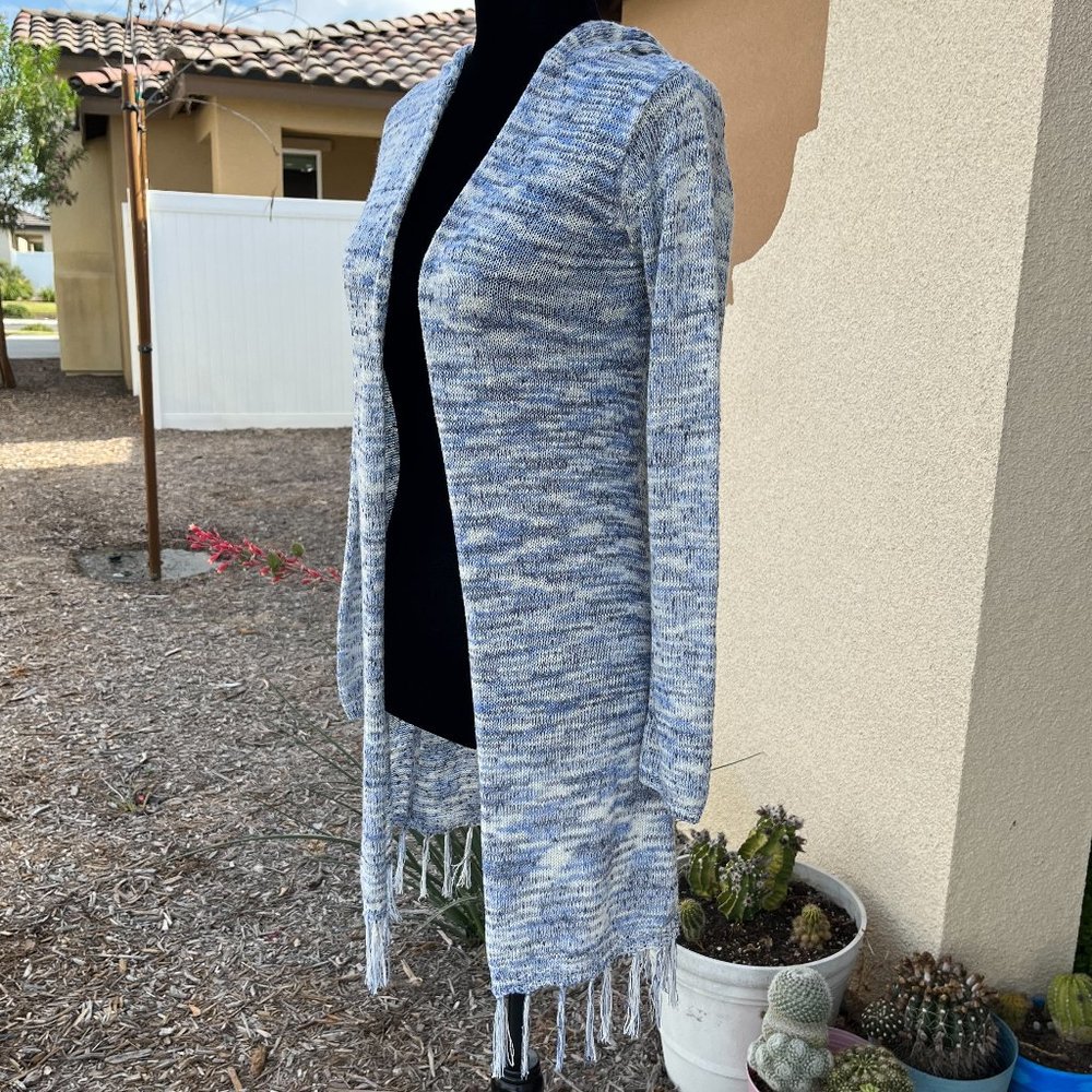 Mudd Blue & White Open Cardigan With Hood Girls Size 16 - Picture 4 of 16